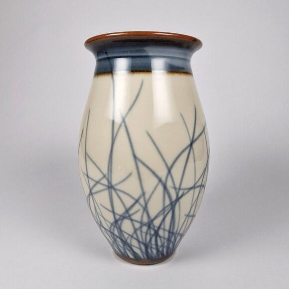 Sam Scott Studio Pottery Vase Porcelain Brushwork Wheel Thrown PNW Artist Signed - Picture 2 of 7